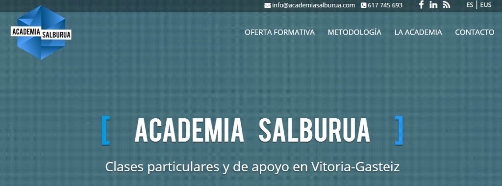 Esta es la página de inicio de la Nueva web de Academia Salburua